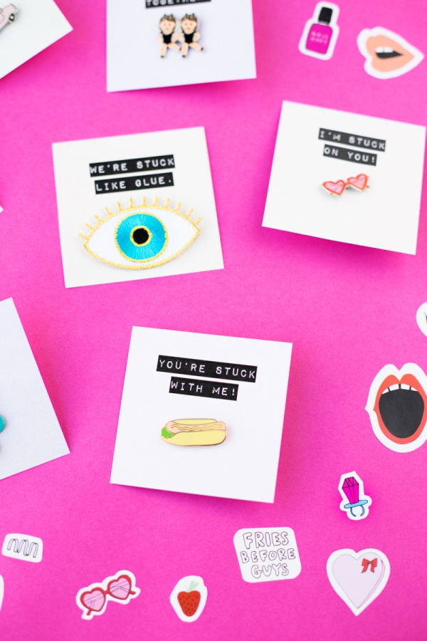 Eye pin, hot dog pin, and stickers